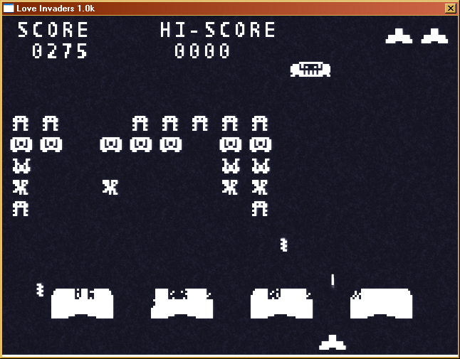 Love Invaders (Windows) screenshot: An UFO. Shoot it for points