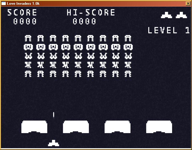 Love Invaders (Windows) screenshot: Beginning of the game