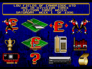 Premier Manager 97 (Genesis) screenshot: From where the destiny of the team will be managed. Cambridge Utd. is a good pick for beginners...