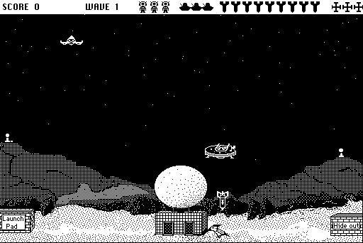 Feathers & Space (Macintosh) screenshot: Dropping a bomb