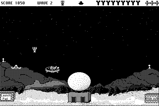 Feathers & Space (Macintosh) screenshot: Civilian being dropped