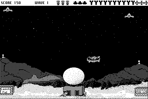 Feathers & Space (Macintosh) screenshot: Enemies appearing