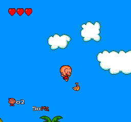 Bonk 3: Bonk's Big Adventure (TurboGrafx CD) screenshot: Bonk is jumping high into the sky