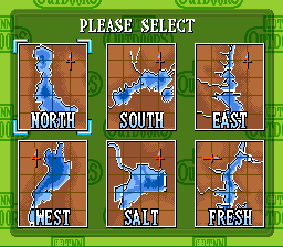 TNN Bass Tournament of Champions (SNES) screenshot: Select a lake
