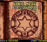 The Mummy Returns (Game Boy Color) screenshot: Password screen.