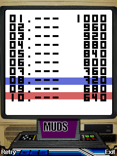 Gorillaz Entertainment System (J2ME) screenshot: High scores (Muds)