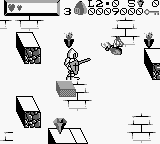 Wizards & Warriors X: Fortress of Fear (Game Boy) screenshot: Level 2.0 - try not to jump into teh spiders