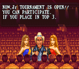 TNN Bass Tournament of Champions (SNES) screenshot: Jr. tournament is open