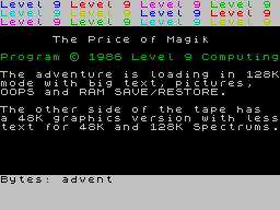 The Price of Magik (ZX Spectrum) screenshot: Loading screen