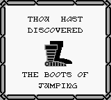 Wizards & Warriors X: Fortress of Fear (Game Boy) screenshot: Found the Boots of Jumping