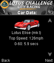Lotus Challenge: City Racing (J2ME) screenshot: Lotus Elise (mk I)