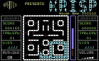 Krisp (Commodore 64) screenshot: Snake crashing into itself