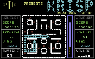 Krisp (Commodore 64) screenshot: Snake grows as eggs are eaten