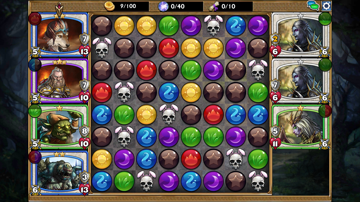 Gems of War (Android) screenshot: During eastern the skulls are changed to bunny skulls.