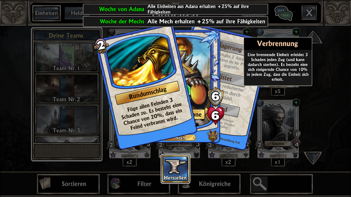 Gems of War (Android) screenshot: Detail information about stats and skills