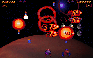 Space Bastards (Windows 3.x) screenshot: Two player mode can get very hectic