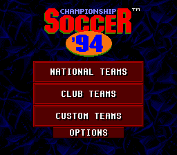 Championship Soccer '94 (SNES) screenshot: Main menu