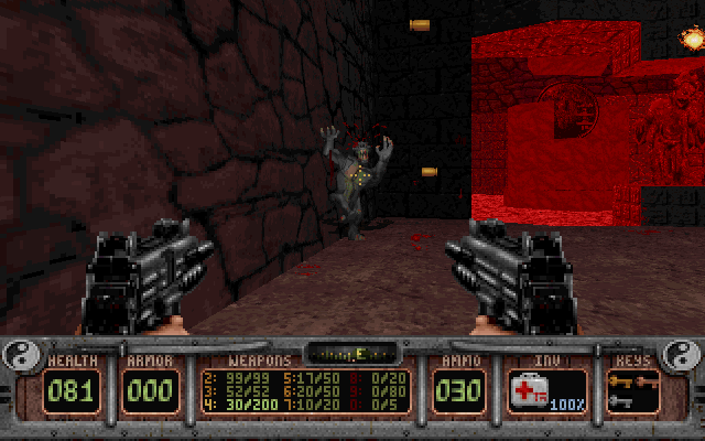 Shadow Warrior (DOS) screenshot: Eat hot lead, ripper!