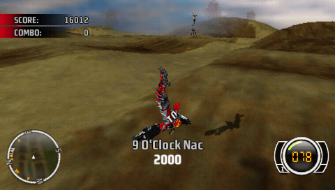 MX vs. ATV: Untamed (PSP) screenshot: The 9 o'clock Nac... and most likely the 10 o'clock hospitalization by the looks of it