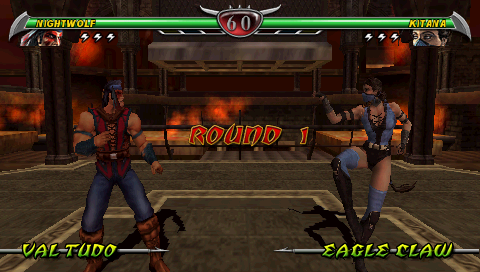 Mortal Kombat: Unchained (PSP) screenshot: Nightwolf vs Kitana