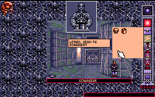 Chamber of the Sci-Mutant Priestess (Atari ST) screenshot: You can switch a skull for an object
