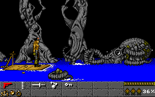 The Gold of the Aztecs (Amiga) screenshot: Well, where's my uzi ?