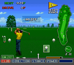 The Irem Skins Game (SNES) screenshot: Missing the ball completely