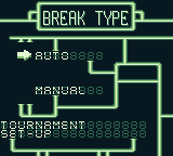 Championship Pool (Game Boy) screenshot: Select your break type.