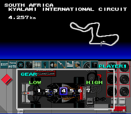 F1 Pole Position (SNES) screenshot: Adjsting the gears