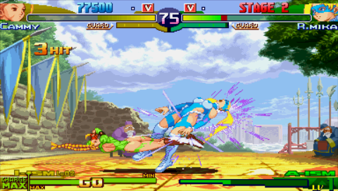 Street Fighter Alpha 3 Max (PSP) screenshot: Cammy vs Mika