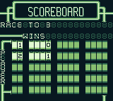 Championship Pool (Game Boy) screenshot: The scoreboard.