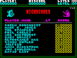 Dingo (ZX Spectrum) screenshot: Untouchable Hall of Fame (2015 v.).
