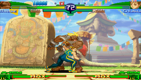Street Fighter Alpha 3 Max (PSP) screenshot: Birdie vs Chun-Li