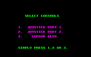 Thing! (Amstrad CPC) screenshot: Control menu.