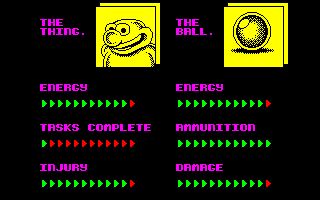 Thing! (Amstrad CPC) screenshot: Status of both characters.