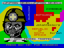 Pitman Seven (ZX Spectrum) screenshot: Game menu.