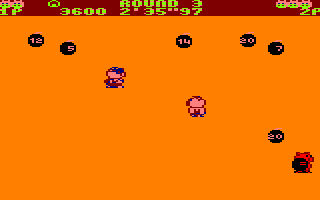 Psycho Pigs UXB (Amstrad CPC) screenshot: The cool pig goes out to deliver a new bomb