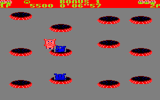 Psycho Pigs UXB (Amstrad CPC) screenshot: "I've been kissed!"