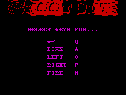 Shoot-Out (ZX Spectrum) screenshot: Selecting keys.