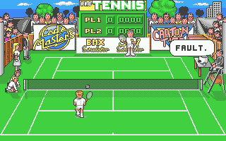Pro Tennis Simulator (Atari ST) screenshot: The line judge chips in