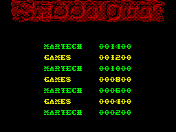 Shoot-Out (ZX Spectrum) screenshot: Hall of fame.