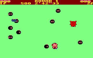 Psycho Pigs UXB (Amstrad CPC) screenshot: Throwing a bomb