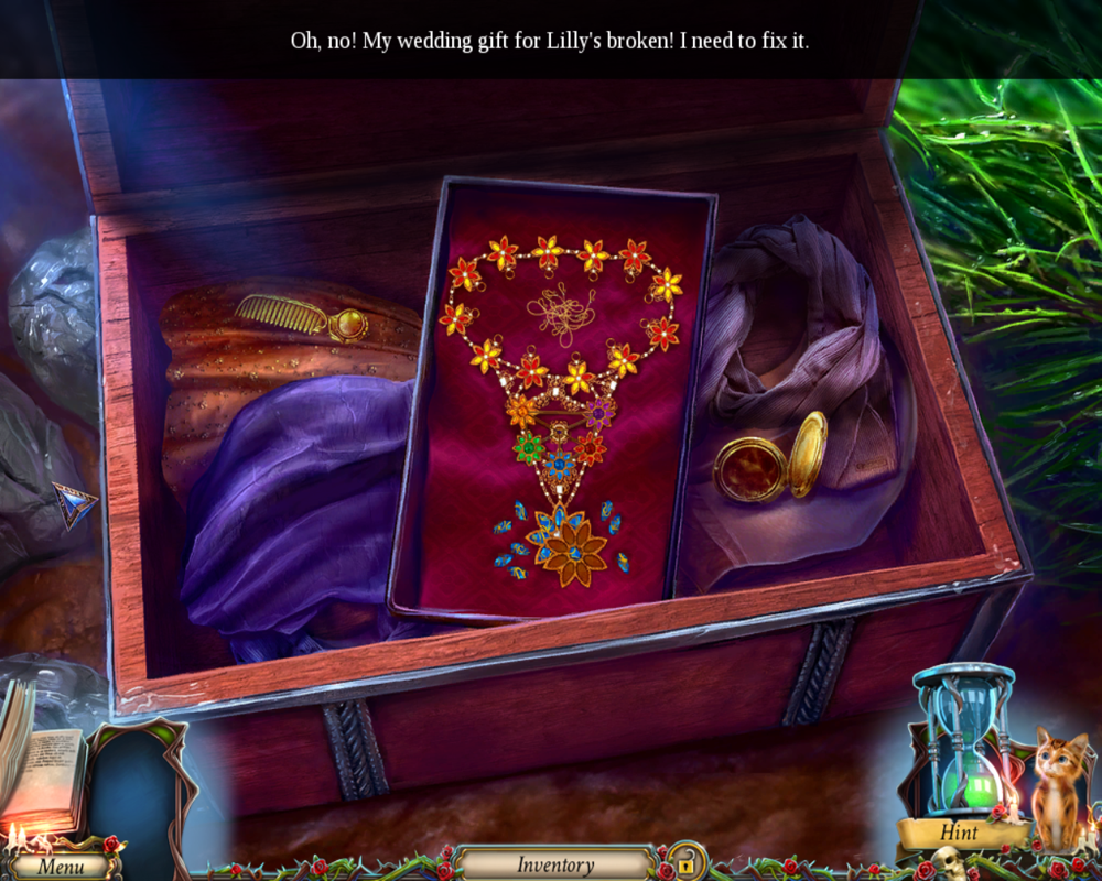 Grim Legends: The Forsaken Bride (Windows) screenshot: Your wedding gift is broken