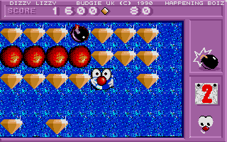 Dizzy Lizzy (Atari ST) screenshot: Better be careful when there is a bomb nearby.