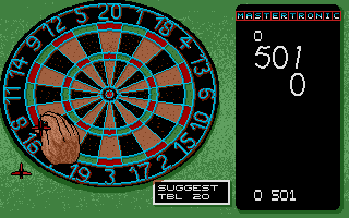 Pub Darts (Atari ST) screenshot: The first throw didn't go too well