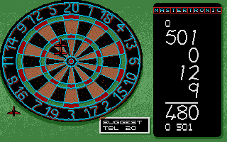 Pub Darts (Atari ST) screenshot: The score is summed up