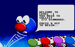 Dizzy Lizzy (Atari ST) screenshot: Level one info