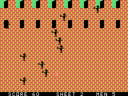 The Wall (TI-99/4A) screenshot: Falling down