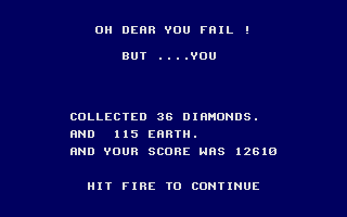 Dizzy Lizzy (Atari ST) screenshot: Game over