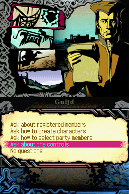 The Dark Spire (Nintendo DS) screenshot: Talking to the guildmaster.